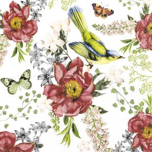 Lunch Napkin - Bird and Roses
