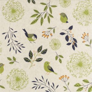 Lunch Napkin - Birds and Twigs GREEN (RECYCLED)