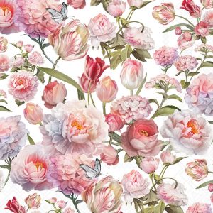 Cocktail Napkin - Roses And Tulips