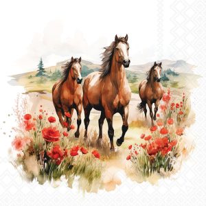 Cocktail Napkin - Trotting Horses