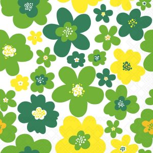 Cocktail Napkin - Flower Power GREEN