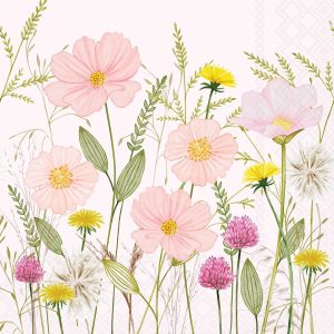 Lunch Napkin - Pastel Flowers PINK