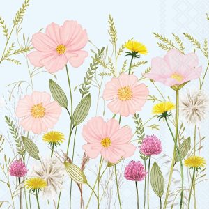 Lunch Napkin - Pastel Flowers BLUE