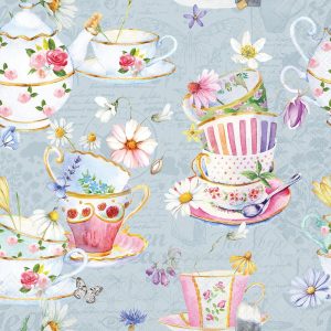 Lunch Napkin - Tea Cups BLUE