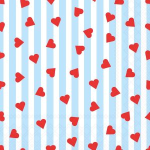 Lunch Napkin - Sprinkled Hearts BLUE
