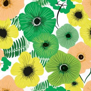 Lunch Napkin - Colourful Flowers GREEN