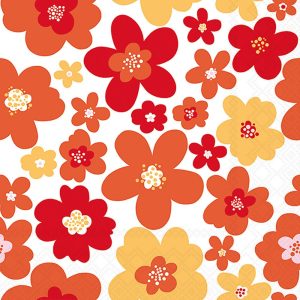 Lunch Napkin - Flower Power RED
