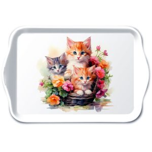 TRAY - Kittens In Basket (13 x 21cm)