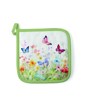 Pot Holder - Butterflies In Field WHITE