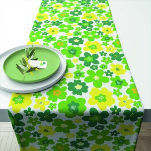 TABLE RUNNER (Cotton) - Flower Power GREEN