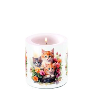 Candle SMALL - Kittens In Basket