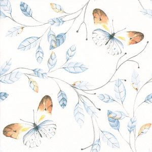 Lunch Napkin - ORANGE Tip Butterfly Aqua