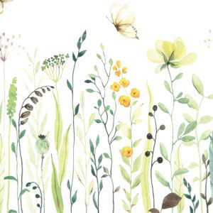 Lunch Napkin - Meadow Flowers & Leaves Sage